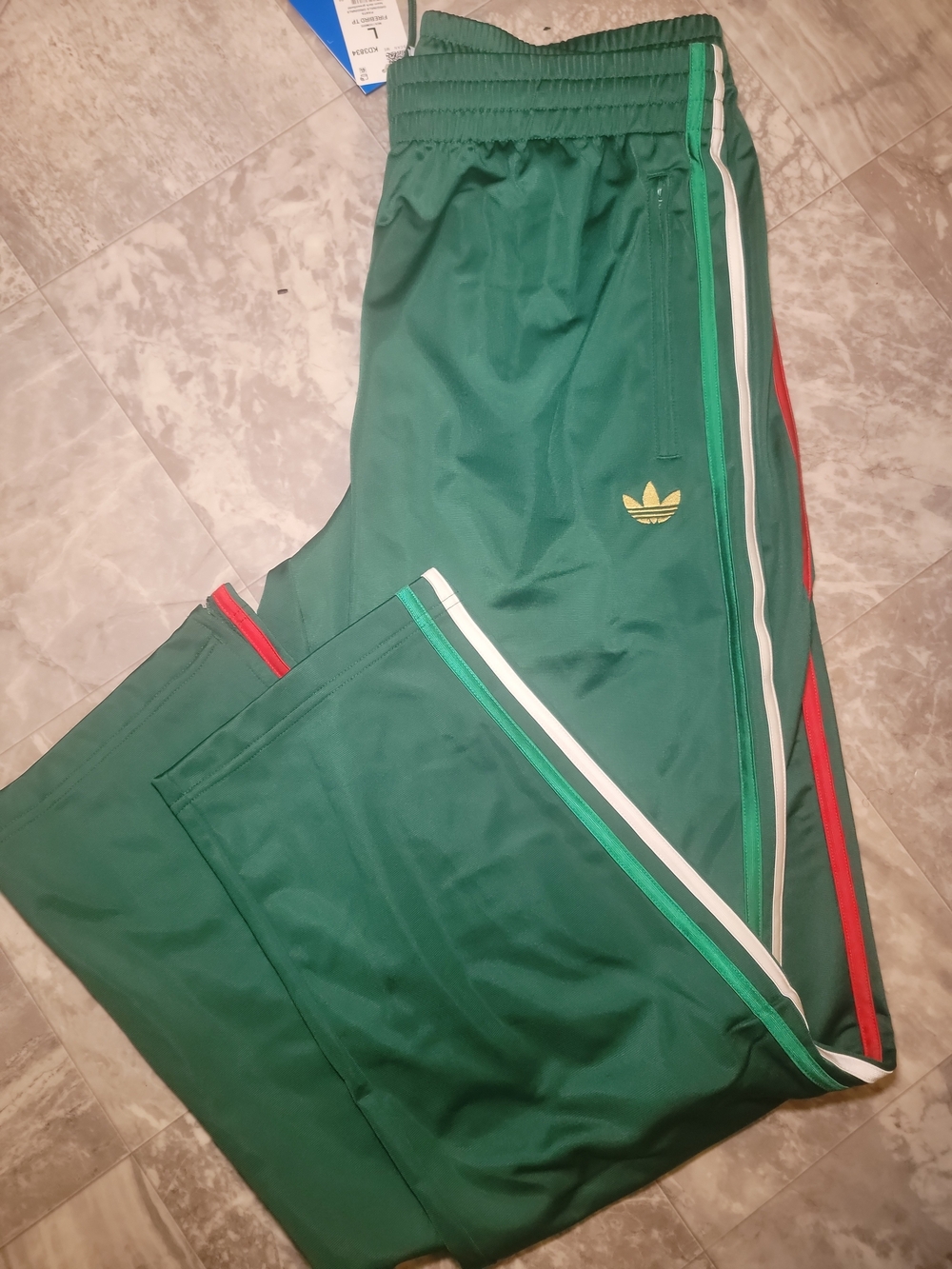 New Adidas Firebird Track Pants Size L Mens Team Dark Green Mexico KD383
